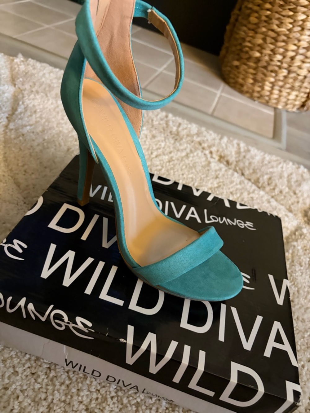 DIVA Lounge Teal Open-Toe Ankle-Strap Heels
